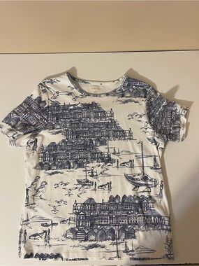 Allison Daley White Tee with Navy Sketch Print